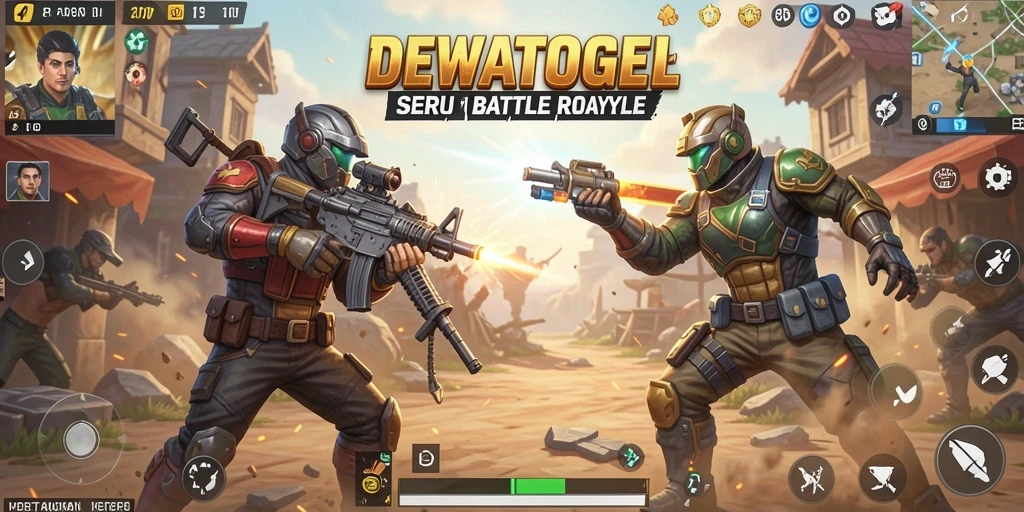Tampilan gameplay seru DEWATOGEL dalam pertempuran Battle Royale.