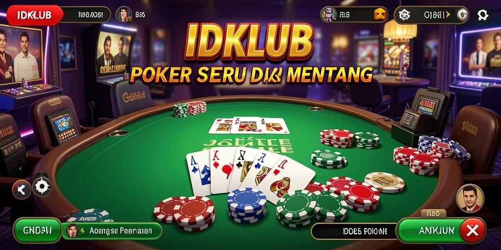 Screenshot utama IDKLUB menampilkan aksi seru permainan Poker.