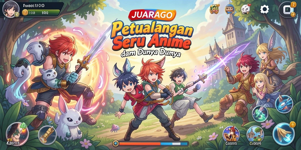 Gameplay JUARAGO dengan karakter anime beraksi