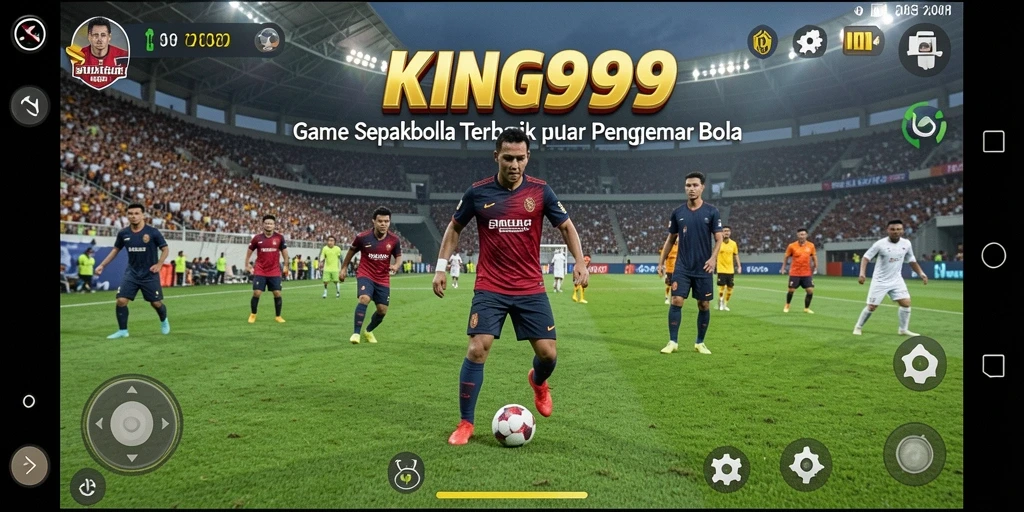 Tampilan gameplay KING999 yang menampilkan aksi sepakbola seru.