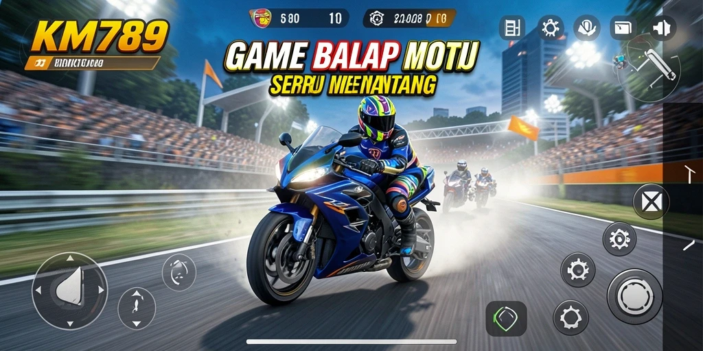 Tampilan gameplay seru dalam balapan motor di KM789.