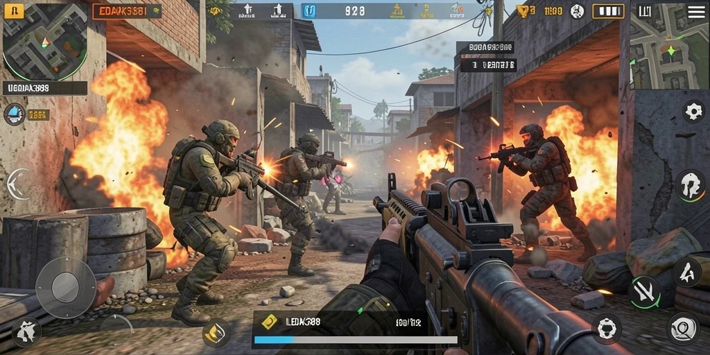 Tampilan gameplay intens dalam pertempuran di LEDAK388.