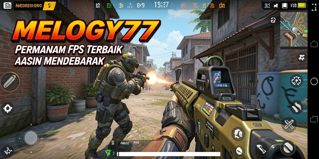 Screenshot menunjukkan karakter dalam aksi tembak-menembak di battlefield.