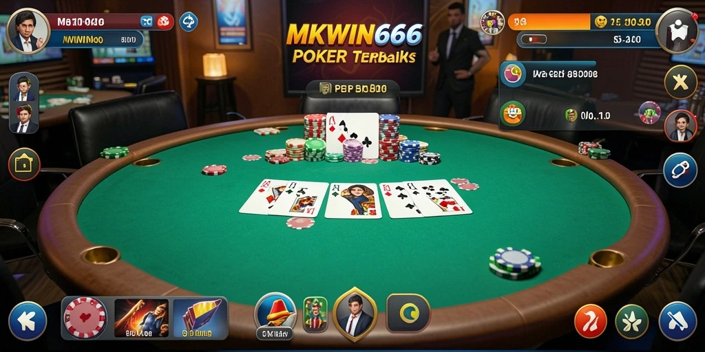 Gameplay poker seru di aplikasi MKWIN666 dengan grafis menakjubkan.