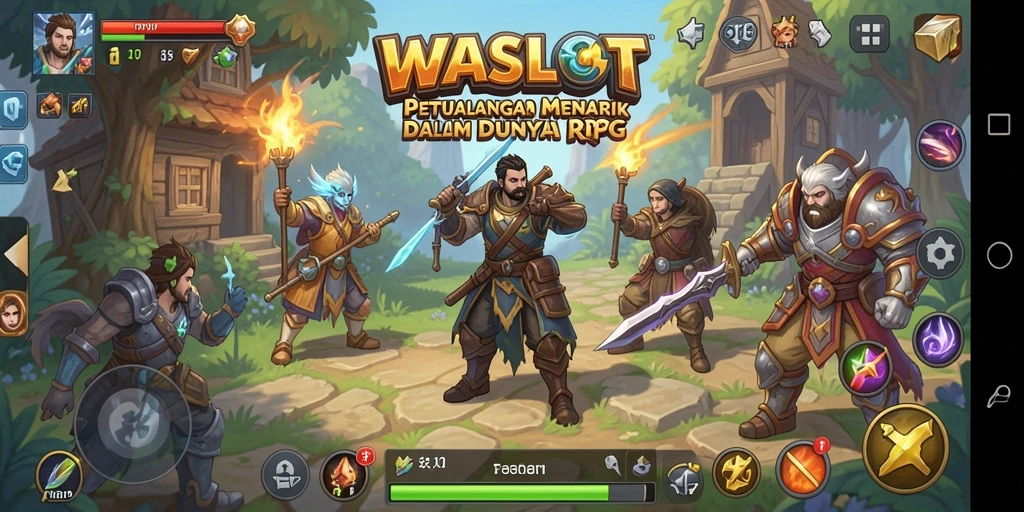 Screenshot dari gameplay WASLOT yang menampilkan aksi petualangan RPG.